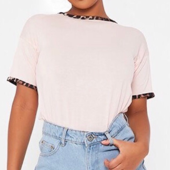Blush-Pink Leopard-Trimmed Tee! What a Blast! 🐆 - Picture 3 of 13